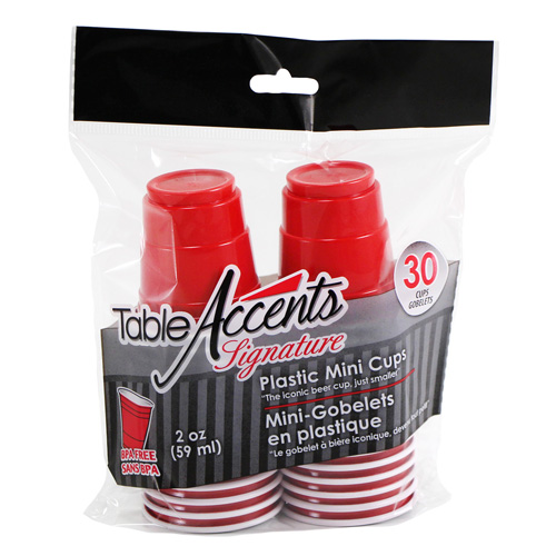Red plastic mini cups / shot glass 2 oz.